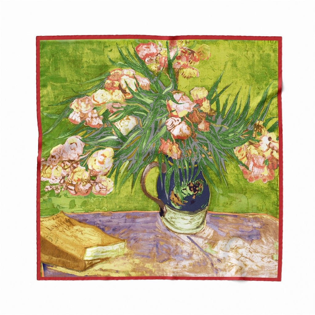 Khăn Choàng Lụa In Tranh Sơn Dầu Mới Lạ Cho Nữ Mặc Ngoài Trời Mùa Hè