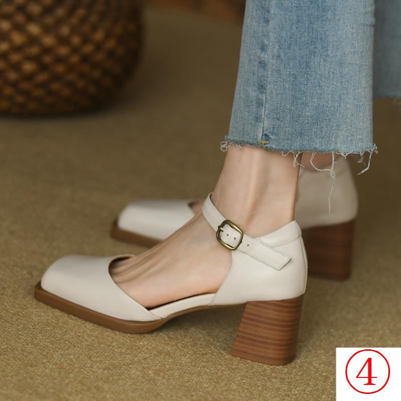 Giày Cao Gót Da Mũi Vuông Thời Trang Mùa Xuân 2023 Dành Cho Nữ