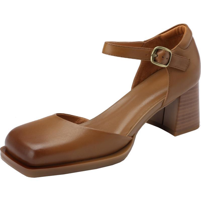 Giày Cao Gót Da Mũi Vuông Thời Trang Mùa Xuân 2023 Dành Cho Nữ