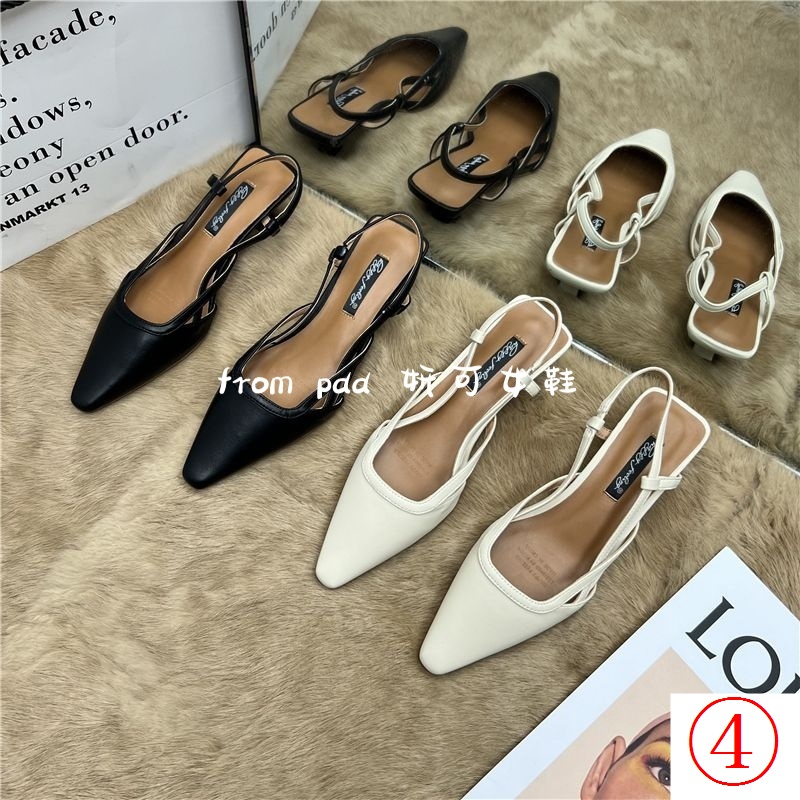 Sandal Cao Gót Mũi Vuông Hở Lưng Phong Cách Thời Trang Pháp 2023 Dành Cho Nữ