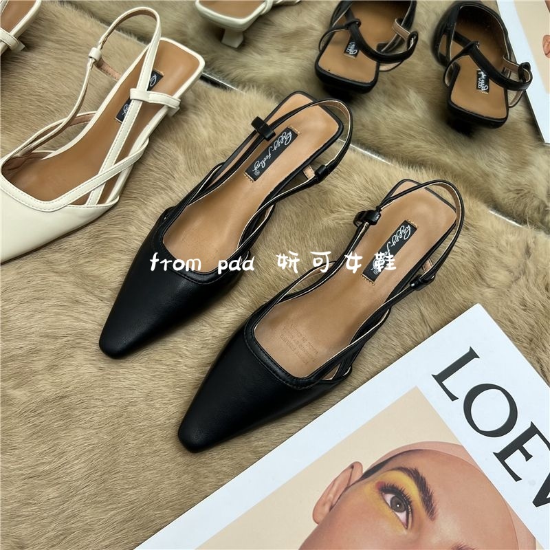 Sandal Cao Gót Mũi Vuông Hở Lưng Phong Cách Thời Trang Pháp 2023 Dành Cho Nữ