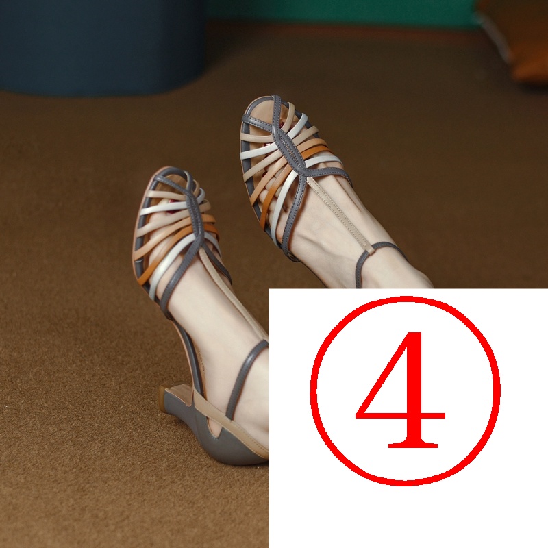 Giày Sandal Cao Gót Đế Chữ T Bằng Da Thời Trang Dành Cho Nữ