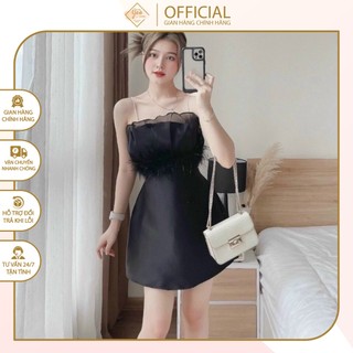 Đầm Váy Công Chúa Phối Lông Vũ Phong Cách Bánh Bèo, Tôn Dáng Xòe Sang Trọng, Chất Voan Cao Cấp
