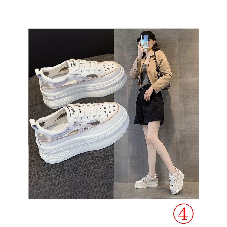 Giày Sandal Da Thật Đục Lỗ Bên Trong Thời Trang Mùa Hè 2023 Cho Nữ