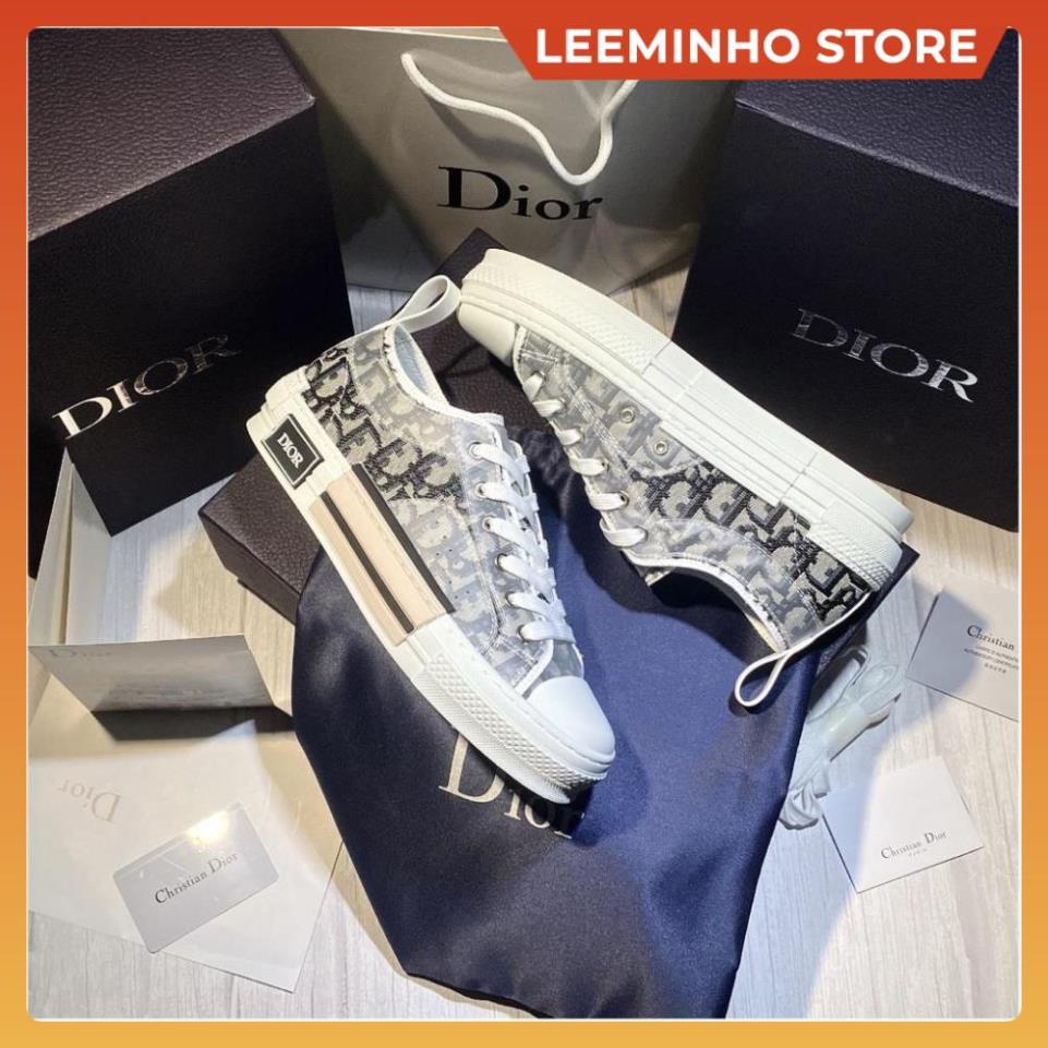 Giày thể thao Dior B23 Low Canvas Safari Oblique ‘Beige’ 'Blue Navy' , Giày sneaker Nam Dior Hoa Tiết hot Leeminho Shop