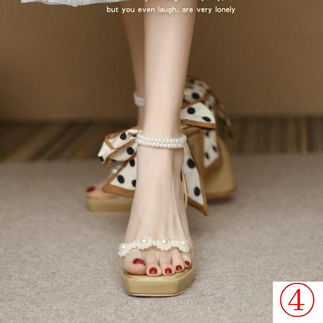 Sandal Cao Gót Đế Xuồng Quai Đính Ngọc Trai Phong Cách Thời Trang Mùa Hè Pháp Hàng Mới 2023