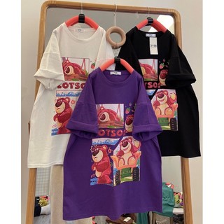 Áo Thun Cotton Khô Form Rộng Nam Nữ Unisex In Hình Gấu Lotso M10