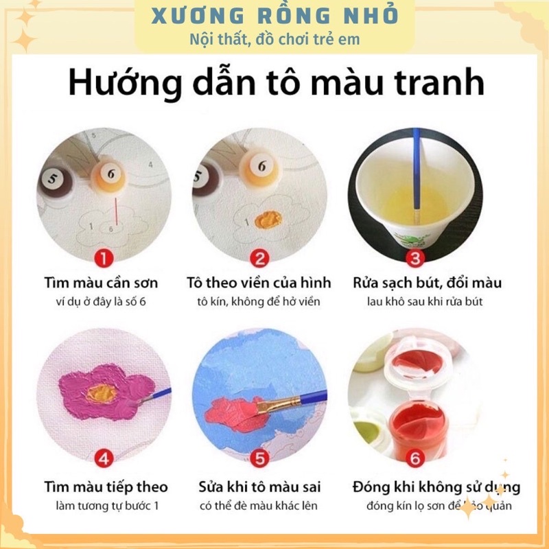 Tranh tô màu theo số Gấu Dâu Lotso - Size 20x20cm căng khung sẵn, tặng màu và cọ vẽ