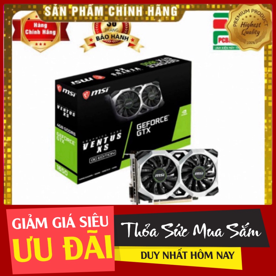 New Cạc màn hình MSI GTX 1650 VENTUS XS 4GB OC GDDR6 chính hãng Sale cực sốc . Sale sốc