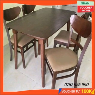 Bộ bàn ăn gỗ 4 ghế , bàn ghế ăn mặt gỗ giả đá cao cấp - bảo hành chính hãng 12 tháng