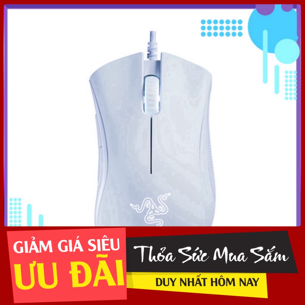 New Chuột Razer DeathAdder Essential Ergonomic trắng/đen (USB/Led White) 5 nút bấm, tuổi thọ 10 triệu lần nhấp . . Sale