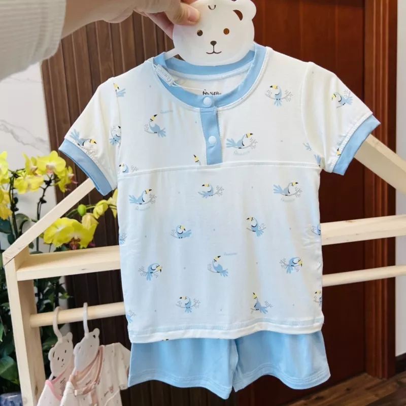 Bộ Avaler sợi tre cài vai hoạ tiết nhiều màu