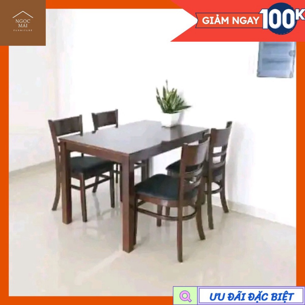 - Bàn ăn gỗ cabin 4 ghế màu nâu, bàn ăn gỗ tự nhiên bảo hành 12 tháng