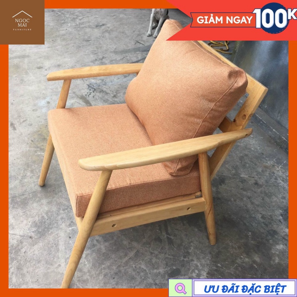 Sofa Đơn tay gỗ thư giãn , sofa nail gỗ mà cà rốt bọc nệm cotton | BigBuy360 - bigbuy360.vn