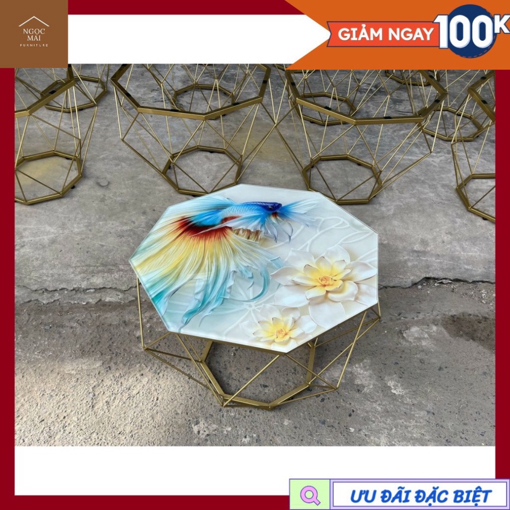 [HÀNG XƯỞNG] - Bàn Sofa Kim Cương Mặt Kính Cường Lực Chống Trầy Xước - Khung sắt sơn tĩnh điện vàng CHÍNH HÃNG | BigBuy360 - bigbuy360.vn