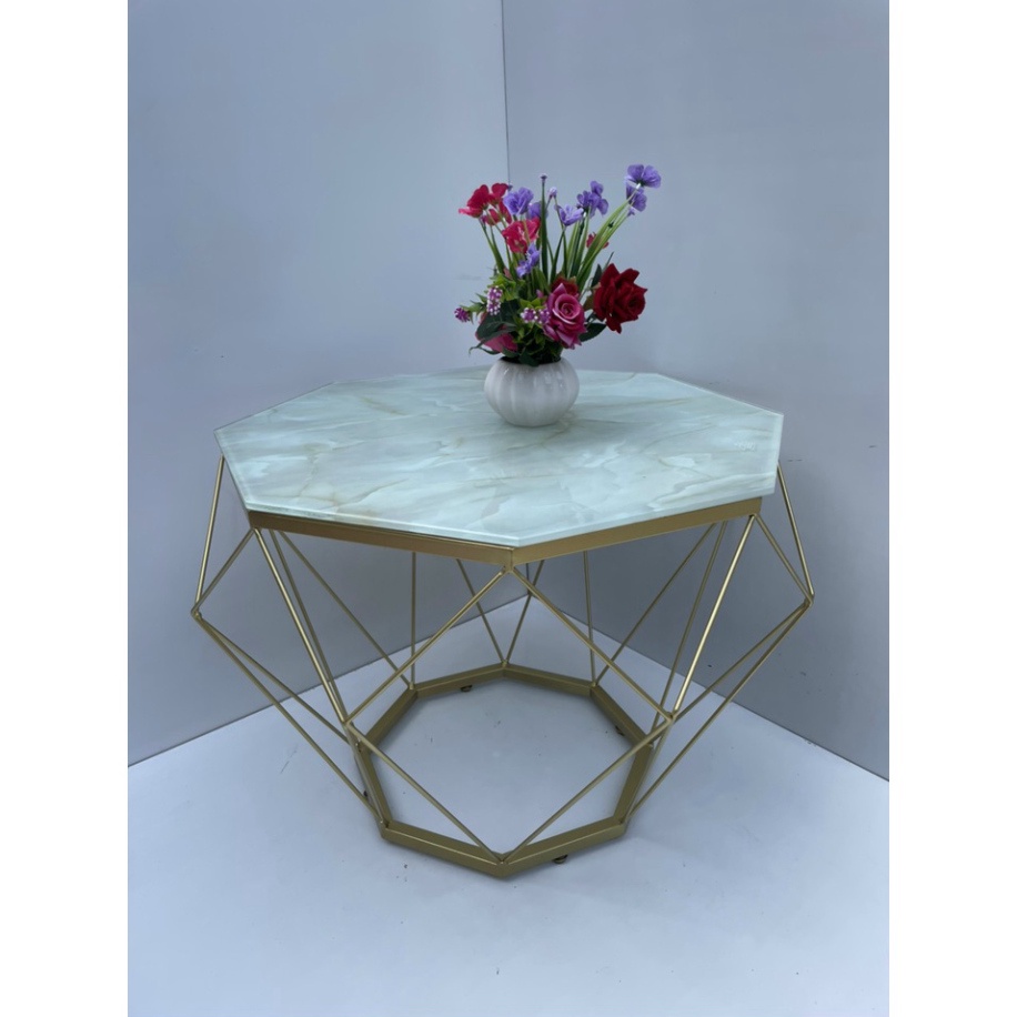 [HÀNG XƯỞNG] - Bàn Sofa Kim Cương Mặt Kính Cường Lực Chống Trầy Xước - Khung sắt sơn tĩnh điện vàng CHÍNH HÃNG | BigBuy360 - bigbuy360.vn