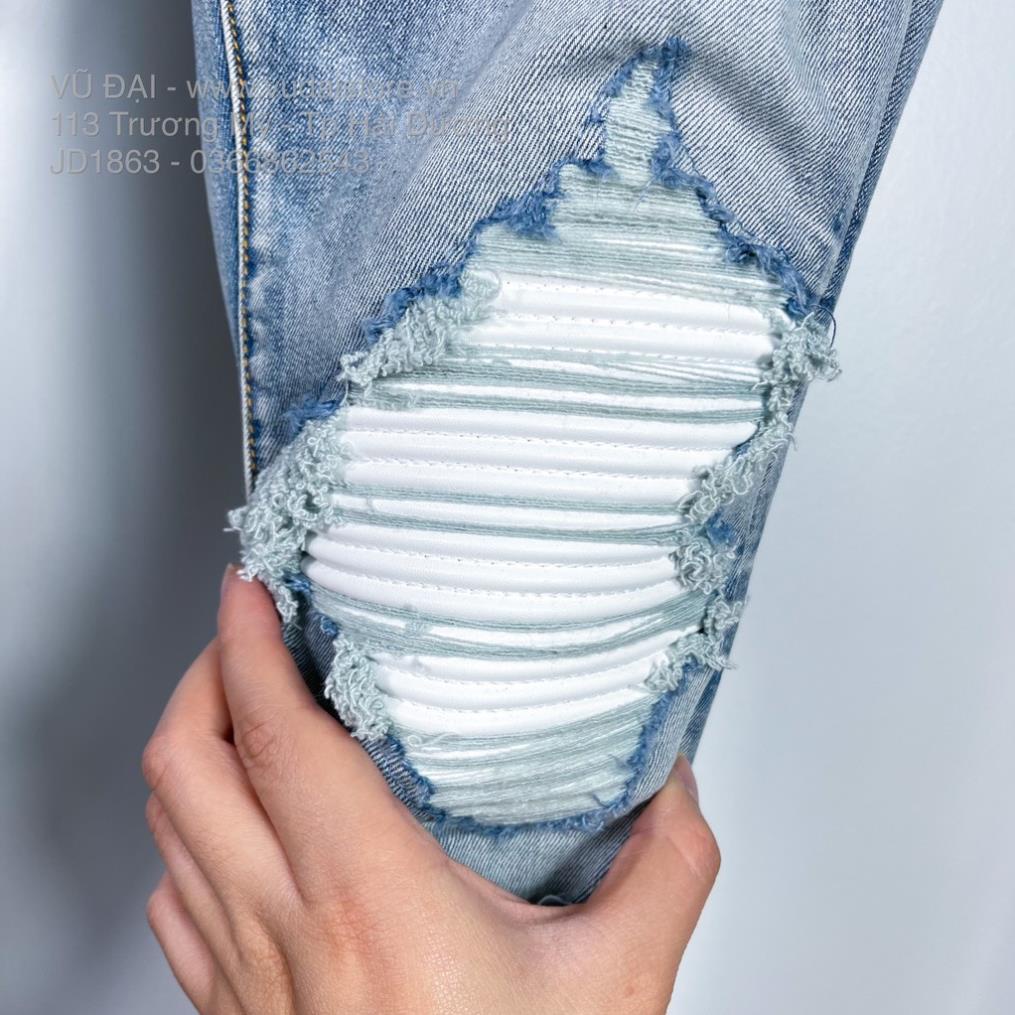 Quần Jean Arimi Xanh vá Da trắng dày dặn