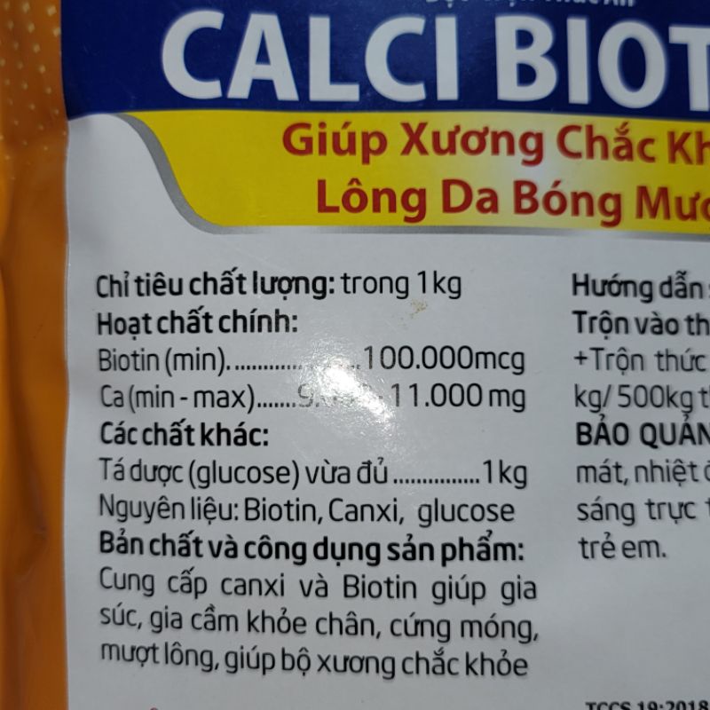 Gói bột trộn Calci Biotin 1kg- Giúp thú cưng có bộ xương và da lông bóng mượt