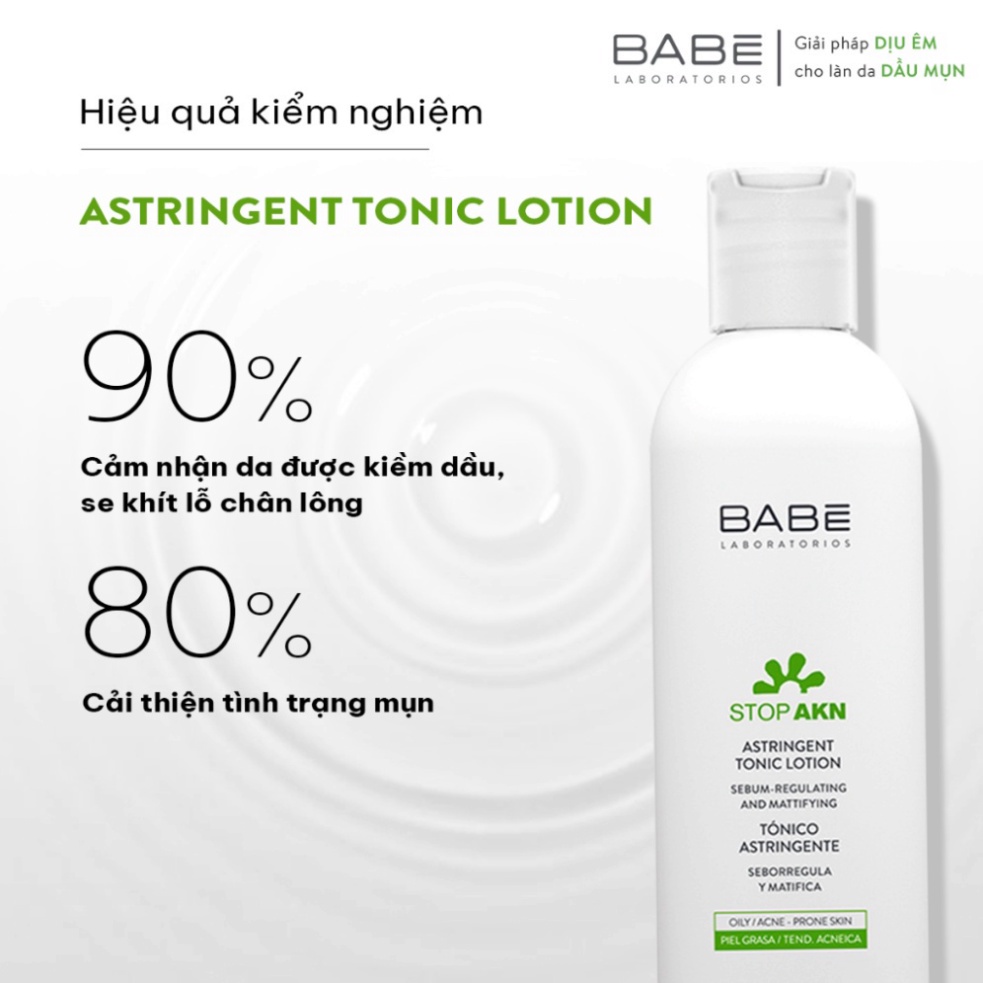 Toner cân bằng dầu nhờn, hỗ trợ giảm mụn, se khít lỗ chân lông BABE Stop AKN Astringent Tonic Lotion 250ml | BigBuy360 - bigbuy360.vn