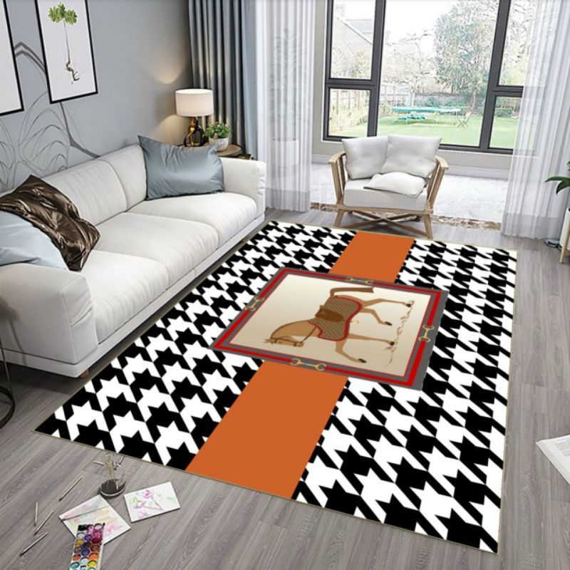 Thảm trải sàn 3D 5D trang trí phòng khách mẫu thương hiệu chanel hồng kích thước 80x2m + 1mx1m+ 1m6x2m3