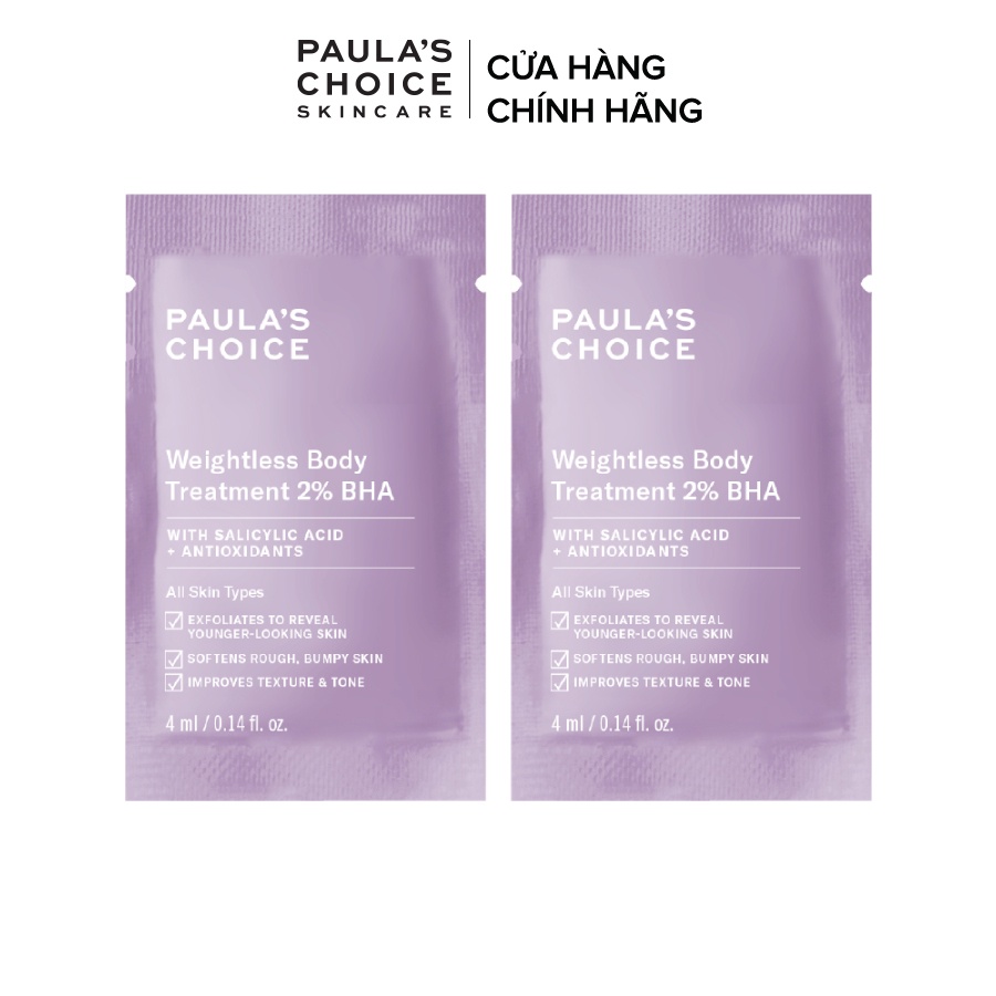 [HB GIFT] Bộ đôi Kem dưỡng thể ngừa viêm lỗ chân lông Paula’s Choice WEIGHTLESS BODY TREATMENT WITH 2% BHA 4mlx2 5709x2 | BigBuy360 - bigbuy360.vn