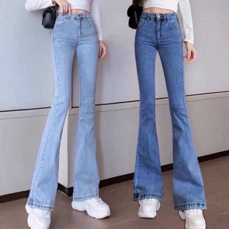 Quần bò nữ ống rộng co giãn, quần jeans ống đứng cạp cao 3 mầu siêu hot | BigBuy360 - bigbuy360.vn