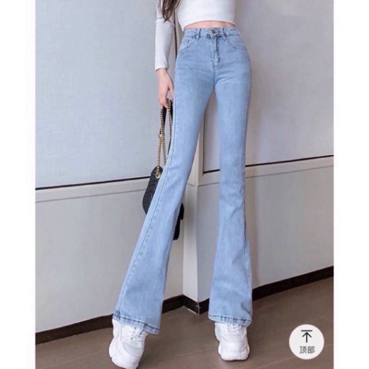 Quần bò nữ ống rộng co giãn, quần jeans ống đứng cạp cao 3 mầu siêu hot | BigBuy360 - bigbuy360.vn