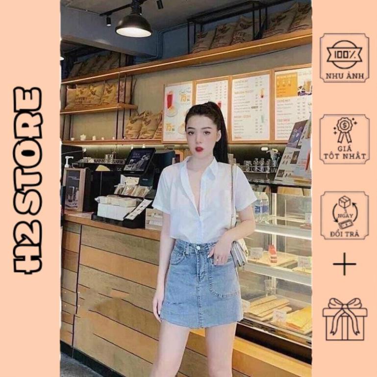 Áo sơ mi trắng cộc tay vải thô lụa đủ size s m l xl huyen hip