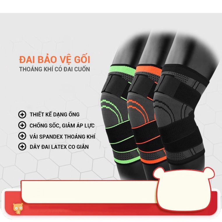 Bó gối Sport thời thượng xịn Aolikes HX-7720 Xỏ gối hỗ trợ lực 7720 Băng gối đàn hồi và co dãn quấn chở che đầu gối ks89