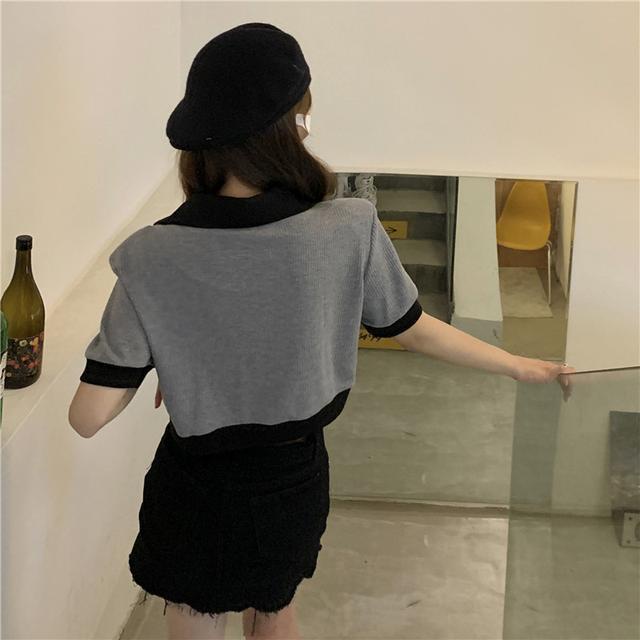Jiashucheng Áo Dệt Kim Ngắn Tay Dáng Rộng Eo Cao Phong Cách Chic Ngọt Ngào Cho Nữ