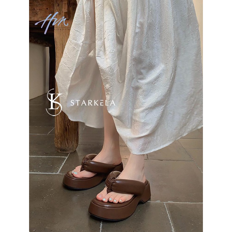 Dép Quai Ngang Đế Dày Mềm Mại Phong Cách Pháp Thời Trang Mùa Hè Cho Nữ