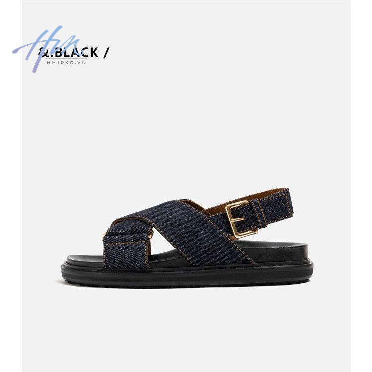 Giày Sandal Đế Dày Quai Chéo Chất Liệu Denim Thời Trang Mùa Hè Cho Nữ