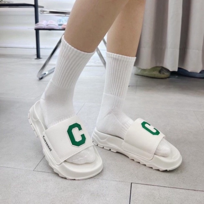 S1 !! Dép c.o.v.e.r.n.a.t Đế IP Kiểu Dáng Quai Ngang Logo Chữ C Phong Cách Thời Trang Hàng Chuẩn Loại 1 !! .
