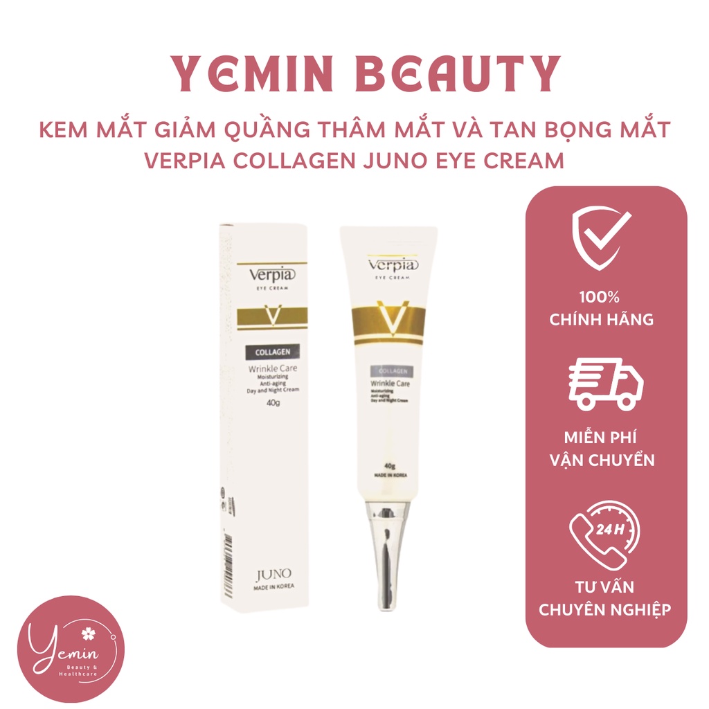 Kem dưỡng mắt giảm thâm mắt và tan bọng mắt Verpia Collagen Juno Eye Cream Hàn quốc 40ml