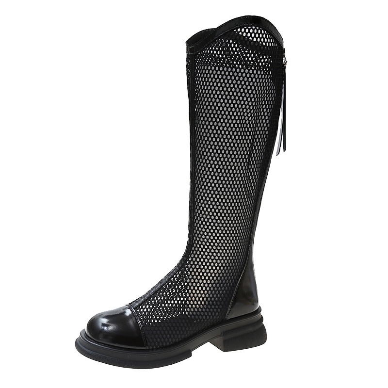 Giày Bốt Martin Lưới Cổ Cao Qua Gối Đế Dày Thời Trang Mùa Hè 2023 Mới Cho Nữ