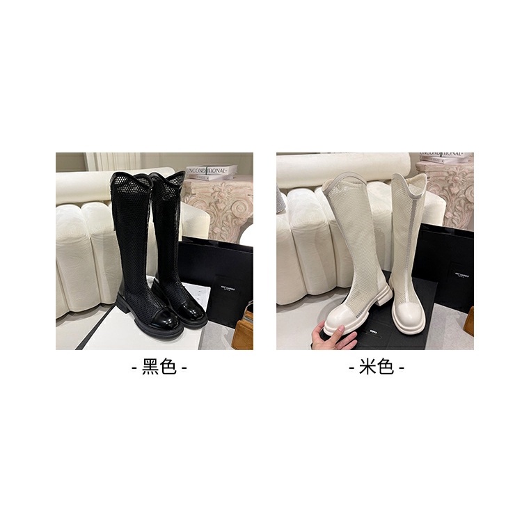 Giày Bốt Martin Lưới Cổ Cao Qua Gối Đế Dày Thời Trang Mùa Hè 2023 Mới Cho Nữ