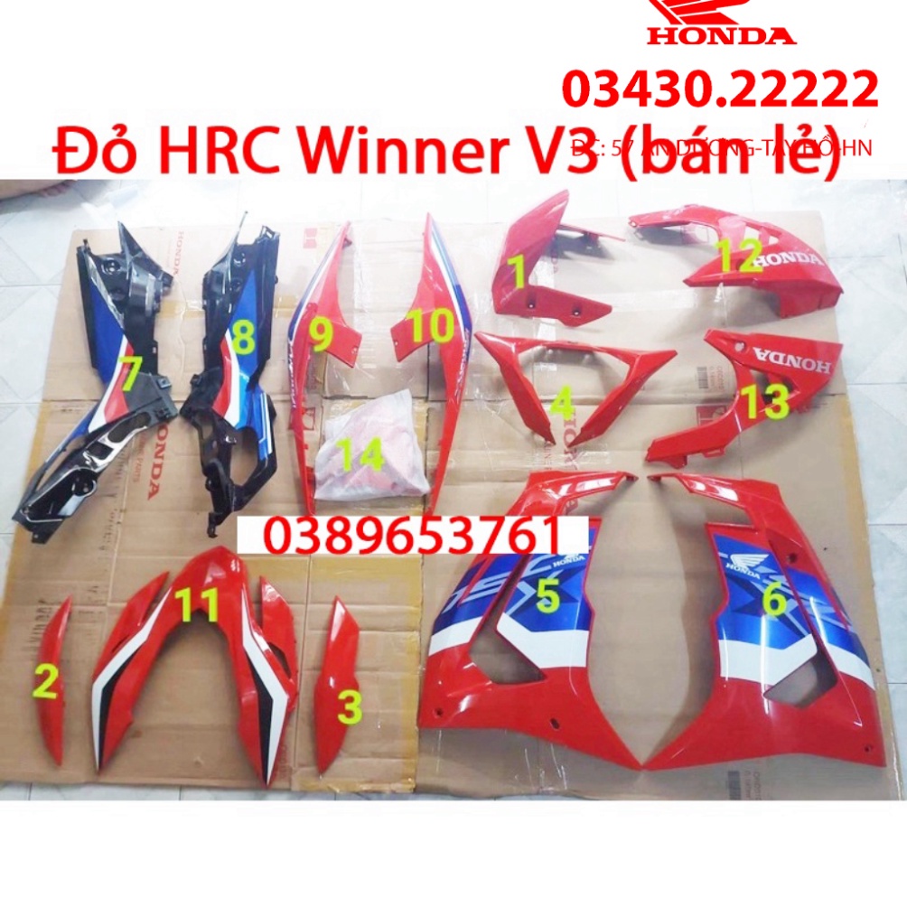Dàn Áo Winner X V3 2022 Đỏ HRC  Zin chính hãng Honda