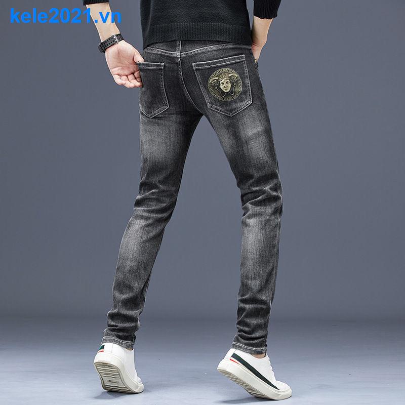 Quần Jean Dài Mỏng Co Giãn In Họa Tiết 3D Thời Trang Xuân Thu Cao Cấp Cho Nam