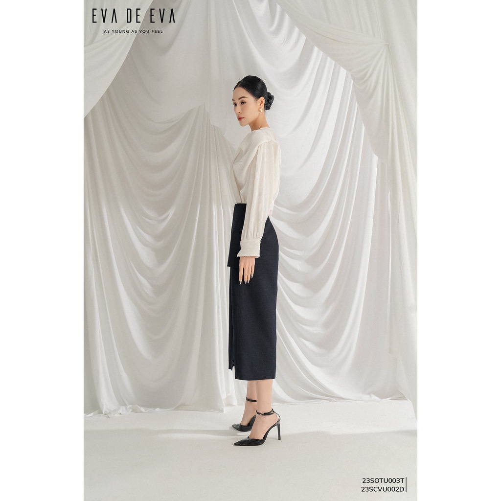 Áo sơ mi trắng nữ tay dài thiết kế cách điệu Eva de Eva 23SOTU003T