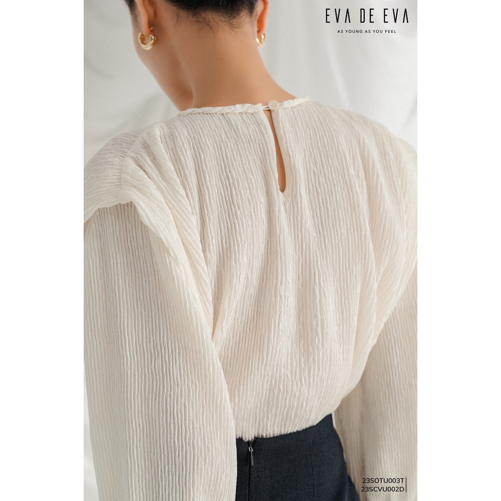 Áo sơ mi trắng nữ tay dài thiết kế cách điệu Eva de Eva 23SOTU003T