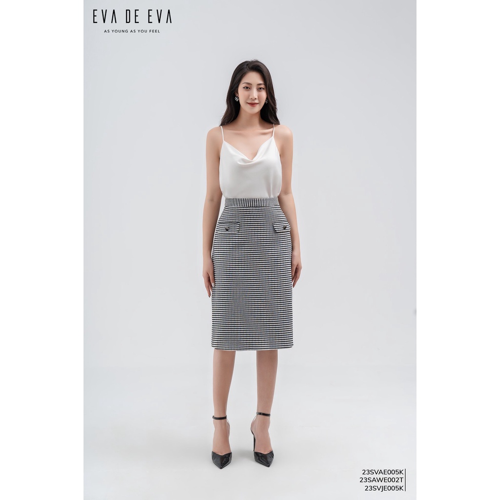 Áo hai dây nữ lụa trắng Eva de Eva 23SAWE002T