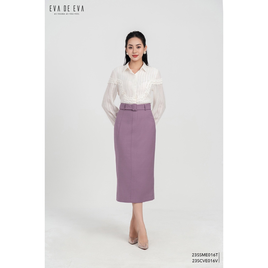 Áo sơ mi trắng nữ tay dài cổ đức Eva de Eva 23SSME016T