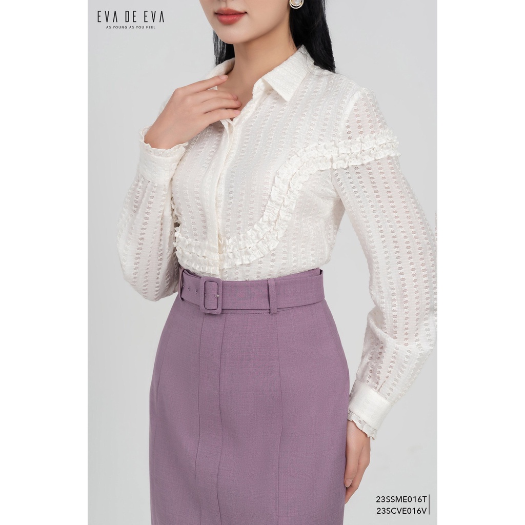 Áo sơ mi trắng nữ tay dài cổ đức Eva de Eva 23SSME016T