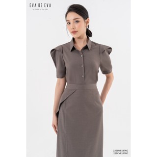 Áo sơ mi nữ tay ngắn cổ đức Eva de Eva 22SSME187N