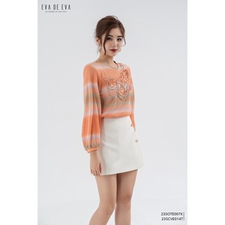 Áo sơ mi nữ tay dài cổ tròn eva de eva 23sote007k