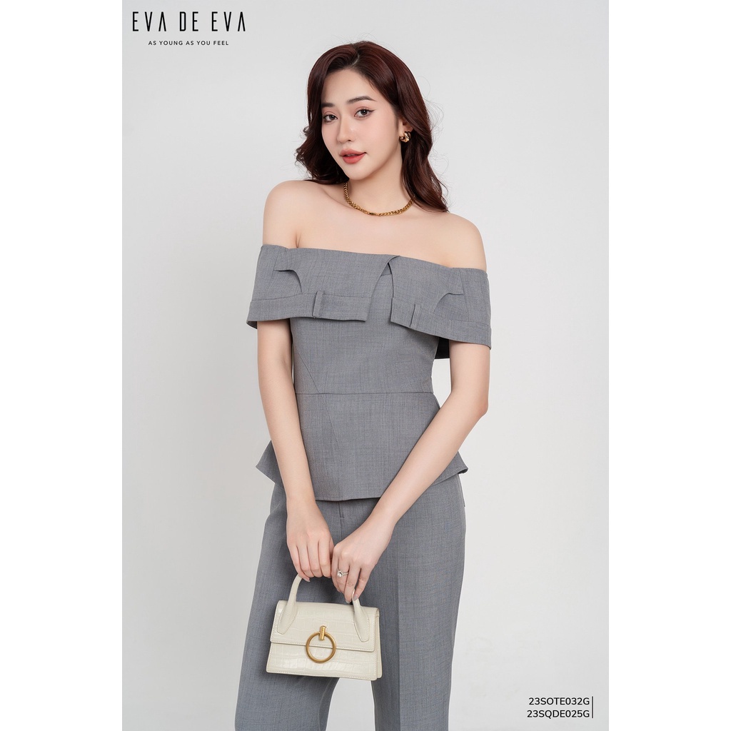 Áo trễ vai nữ tay ngắn Eva de Eva 23SOTE032G