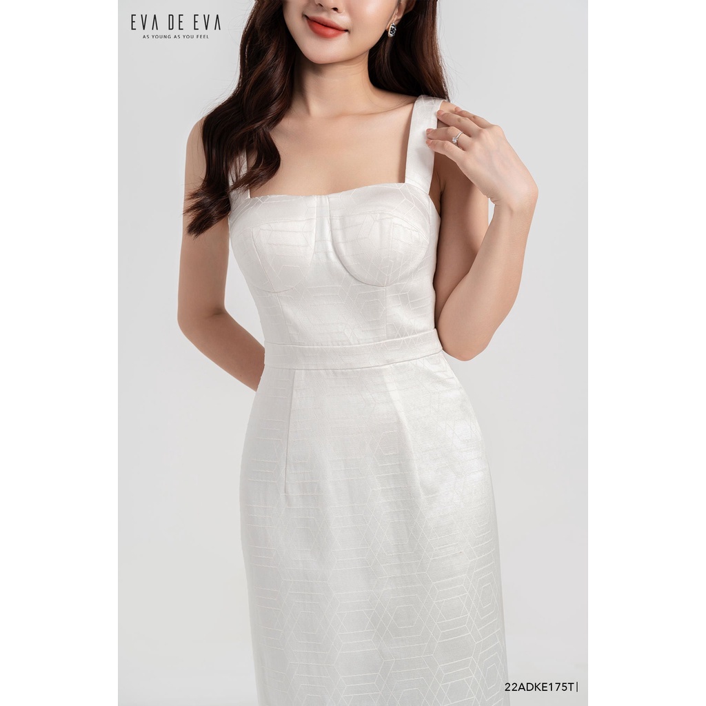 Đầm trắng hai dây bản to dáng dài Eva de Eva 22ADKE175T