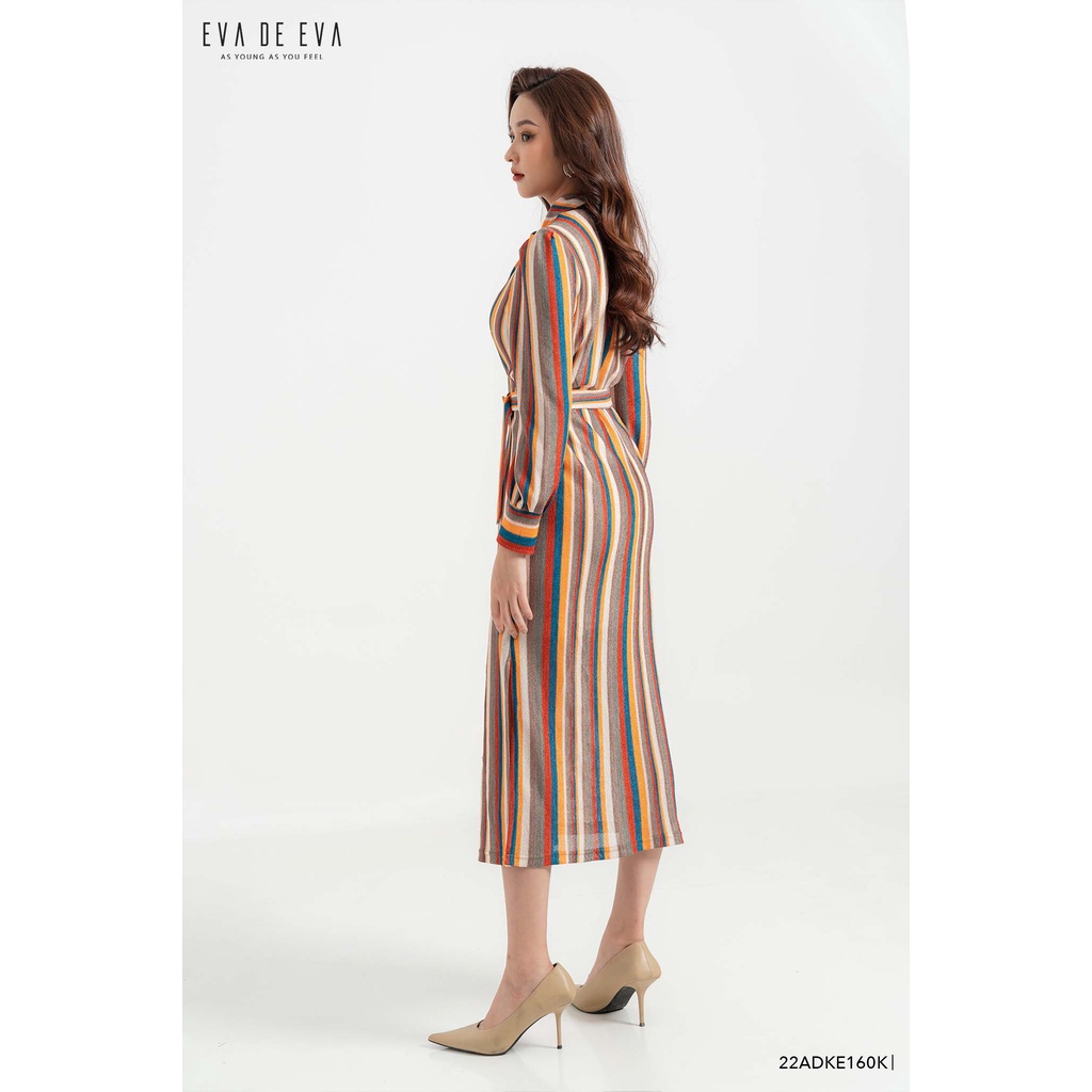 Đầm tay dài dáng dài thắt eo cổ nơ Eva de Eva 22ADKE160K