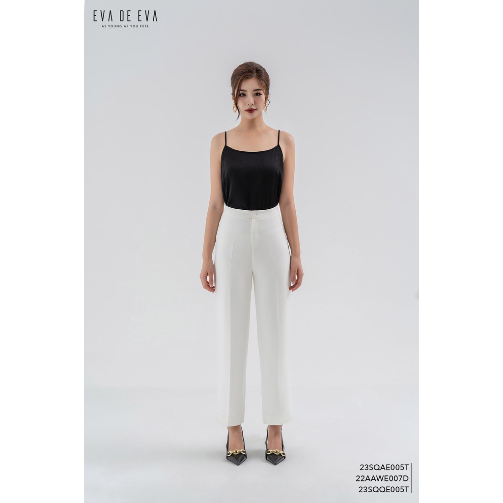Áo hai dây nữ lụa đen Eva de Eva 22AAWE007D