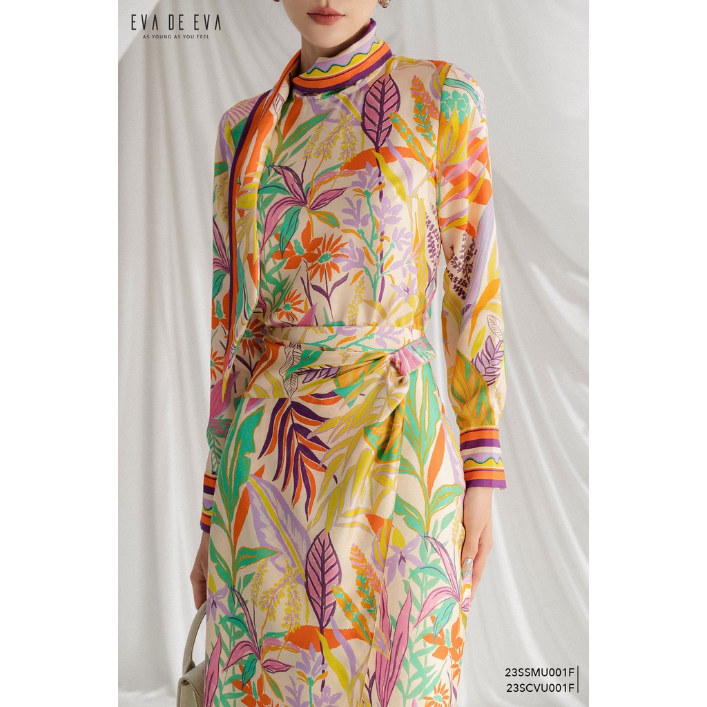 Áo sơ mi nữ tay dài thiết kế cách điệu Eva de Eva 23SSMU001F